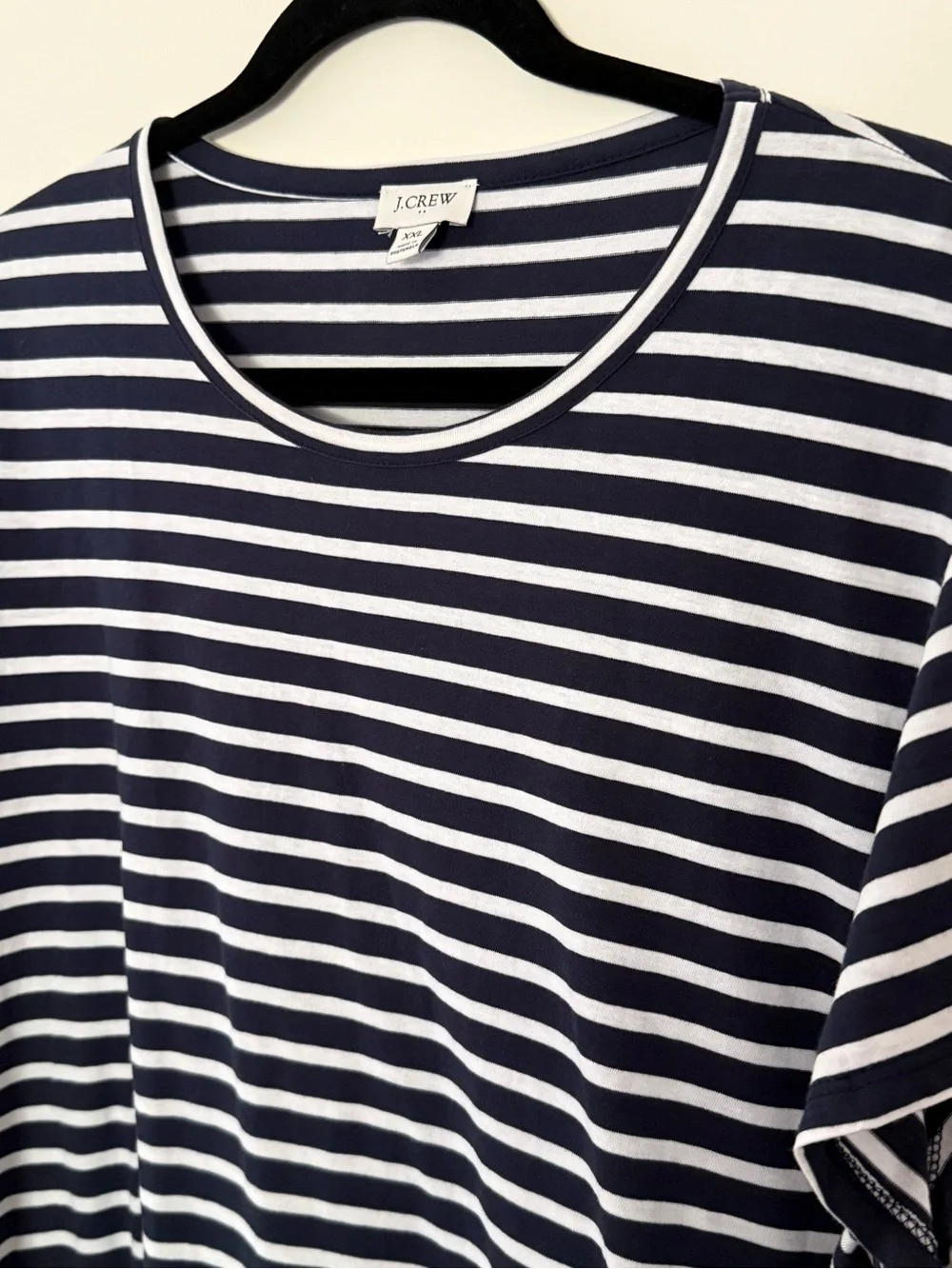 J. Crew 100% Cotton Navy & White Striped Short Sleeve T-Shirt Dress